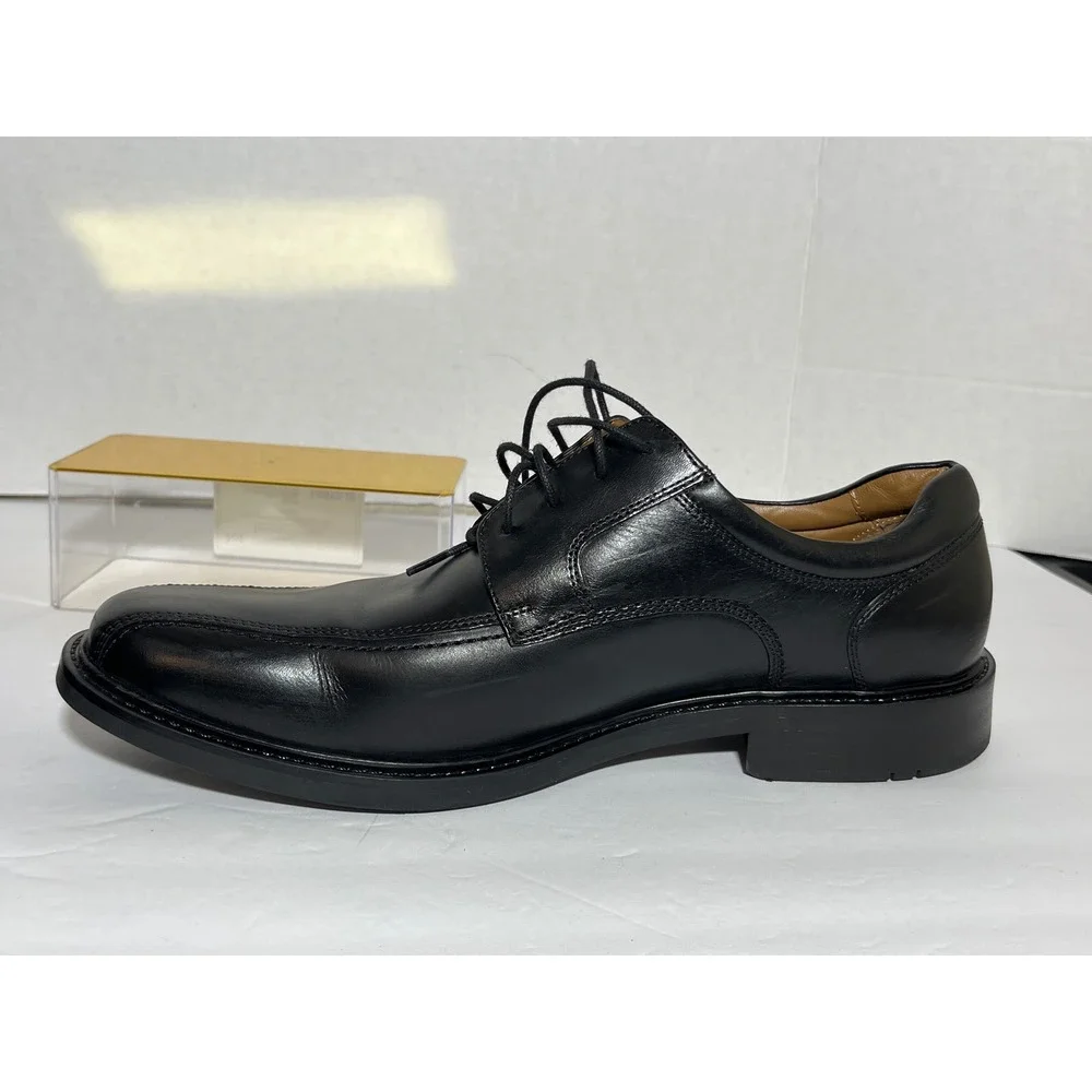 Johnston & Murphy Mens Black Leather Bicycle Toe Oxford Dress Shoes 20-4865 11M‎
